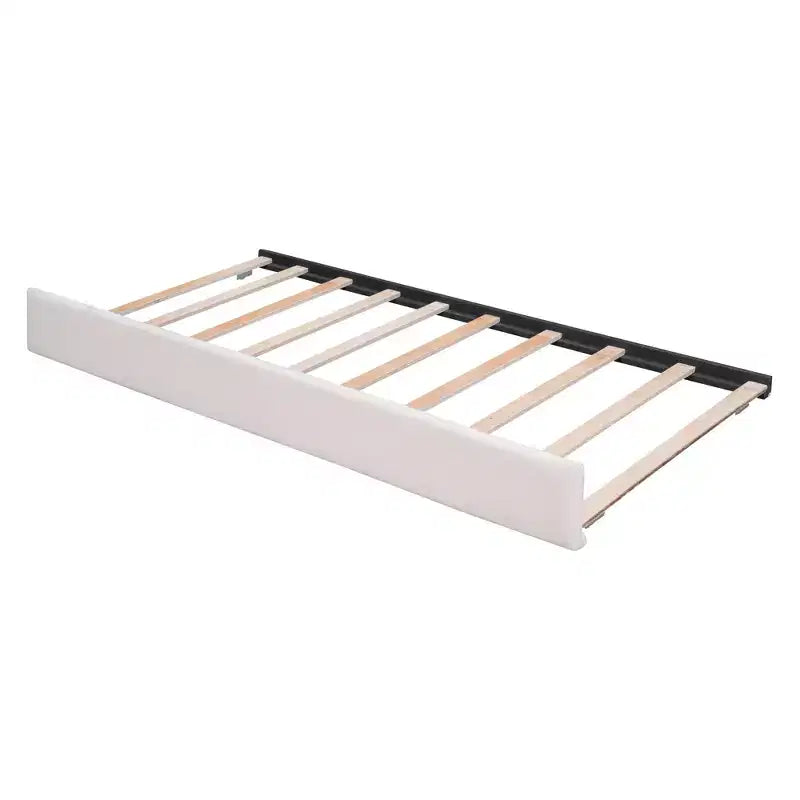 Lit plateforme capitonné pleine/grand lit avec lit gigogne, cadre de lit moderne en polaire bouclée avec lumière LED
