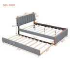 Lit plateforme capitonné pleine/grand lit avec lit gigogne, cadre de lit moderne en polaire bouclée avec lumière LED