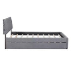 Lit plateforme capitonné pleine/grand lit avec lit gigogne, cadre de lit moderne en polaire bouclée avec lumière LED