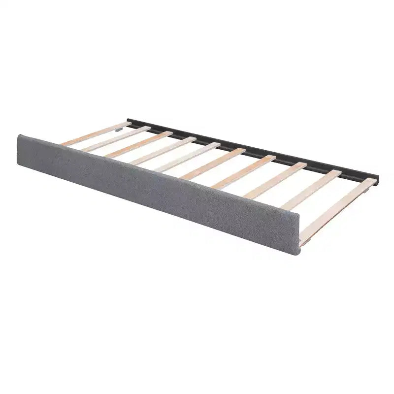 Lit plateforme capitonné pleine/grand lit avec lit gigogne, cadre de lit moderne en polaire bouclée avec lumière LED