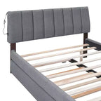 Lit plateforme capitonné pleine/grand lit avec lit gigogne, cadre de lit moderne en polaire bouclée avec lumière LED
