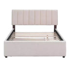 Lit plateforme capitonné pleine/grand lit avec lit gigogne, cadre de lit moderne en polaire bouclée avec lumière LED