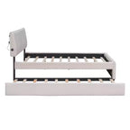 Lit plateforme capitonné pleine/grand lit avec lit gigogne, cadre de lit moderne en polaire bouclée avec lumière LED