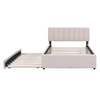 Lit plateforme capitonné pleine/grand lit avec lit gigogne, cadre de lit moderne en polaire bouclée avec lumière LED