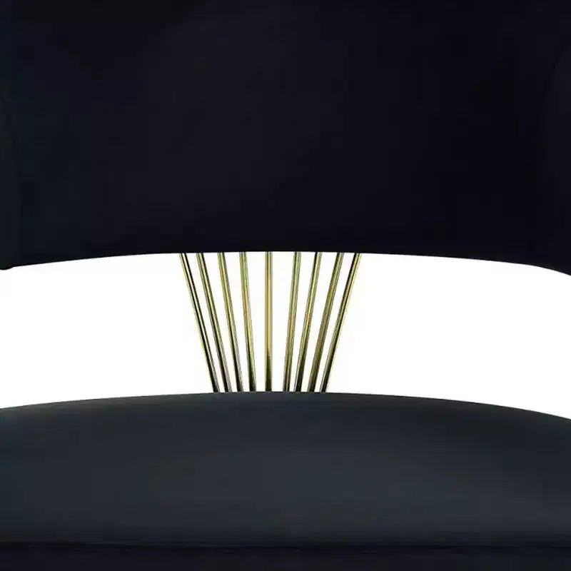 Chaise de salle à manger Royal Hampton 22 pouces, piètement doré, velours noir rembourré