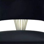 Chaise de salle à manger Royal Hampton 22 pouces, piètement doré, velours noir rembourré