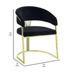 Chaise de salle à manger Royal Hampton 22 pouces, piètement doré, velours noir rembourré