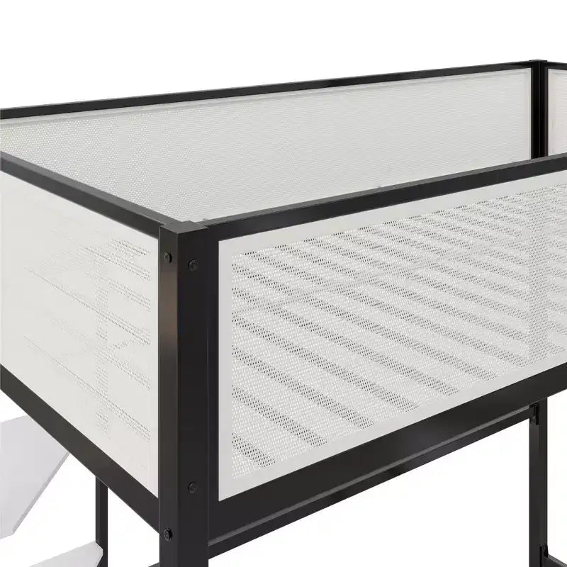 Lit mezzanine double Bellemave avec bureau et étagères, Noir