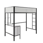 Lit mezzanine double Bellemave avec bureau et étagères, Noir