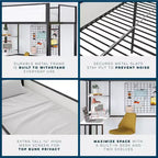 Lit mezzanine double Bellemave avec bureau et étagères, Noir