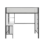 Lit mezzanine double Bellemave avec bureau et étagères, Noir