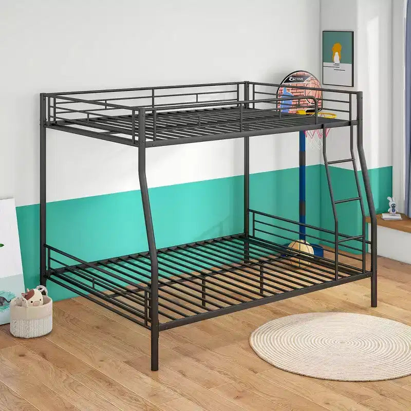 Bellemave Lit Superposé en Métal Robuste, Grand Lit Superposé Adulte (Grand Lit au-dessus de Très Grand Lit), Cadre sans Bruit, Aucun Sommier Tapissier Requis, Noir