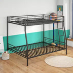 Bellemave Lit Superposé en Métal Robuste, Grand Lit Superposé Adulte (Grand Lit au-dessus de Très Grand Lit), Cadre sans Bruit, Aucun Sommier Tapissier Requis, Noir