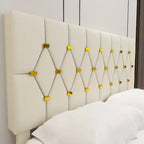 Lit queen Bellemave moderne en velours avec lit gigogne double et 2 tiroirs de rangement, beige