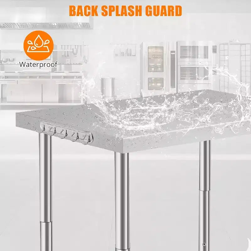 Table de préparation de cuisine 36*24*35in avec étagère inférieure réglable, table utilitaire pour restaurant, garage, hôtel, bord droit