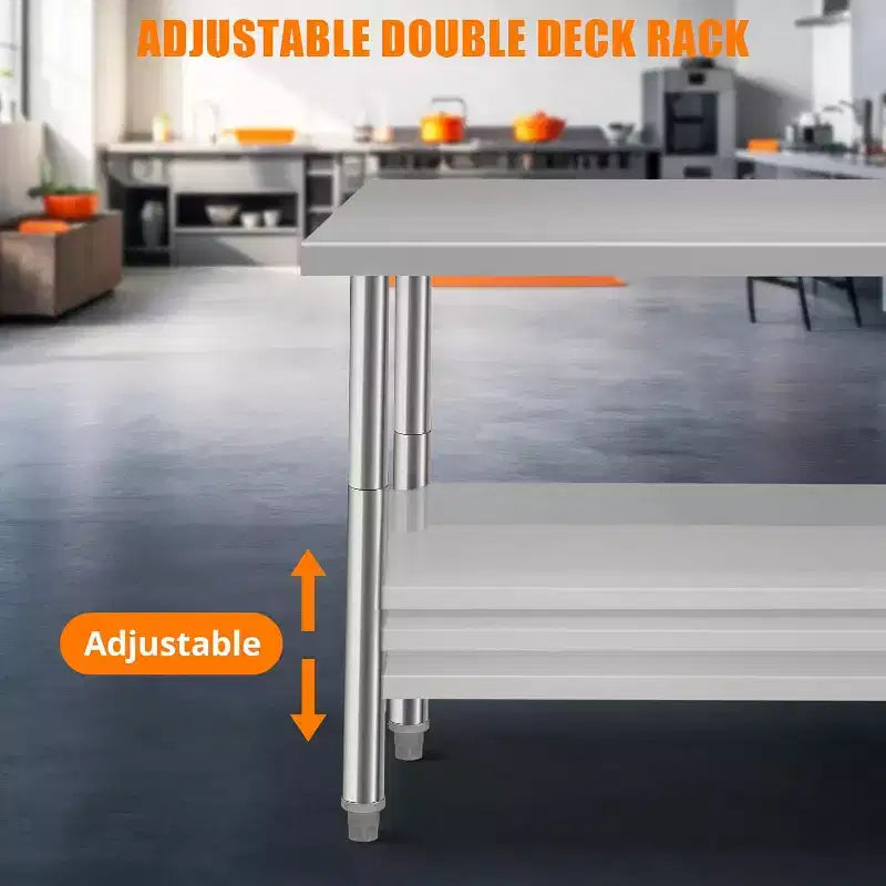 Table de préparation de cuisine 36*24*35in avec étagère inférieure réglable, table utilitaire pour restaurant, garage, hôtel, bord droit
