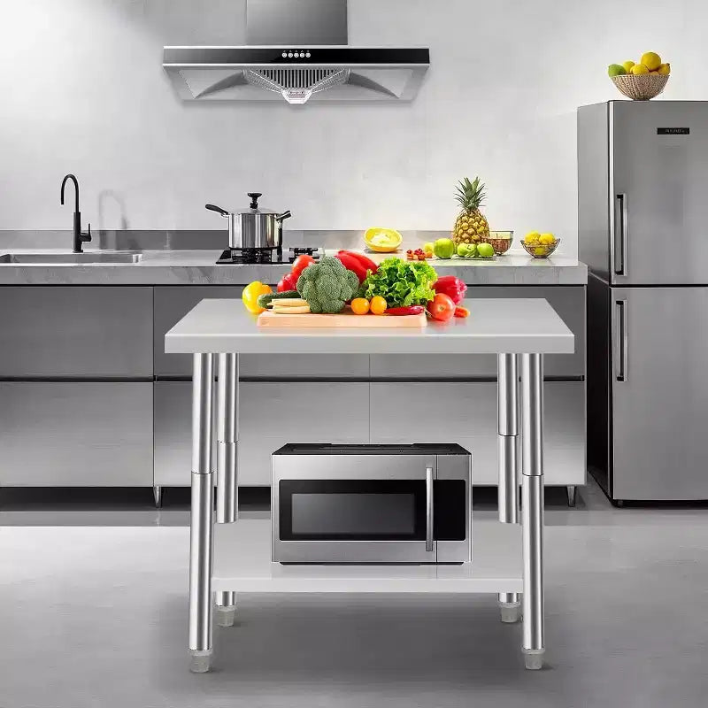 Table de préparation de cuisine 36*24*35in avec étagère inférieure réglable, table utilitaire pour restaurant, garage, hôtel, bord droit