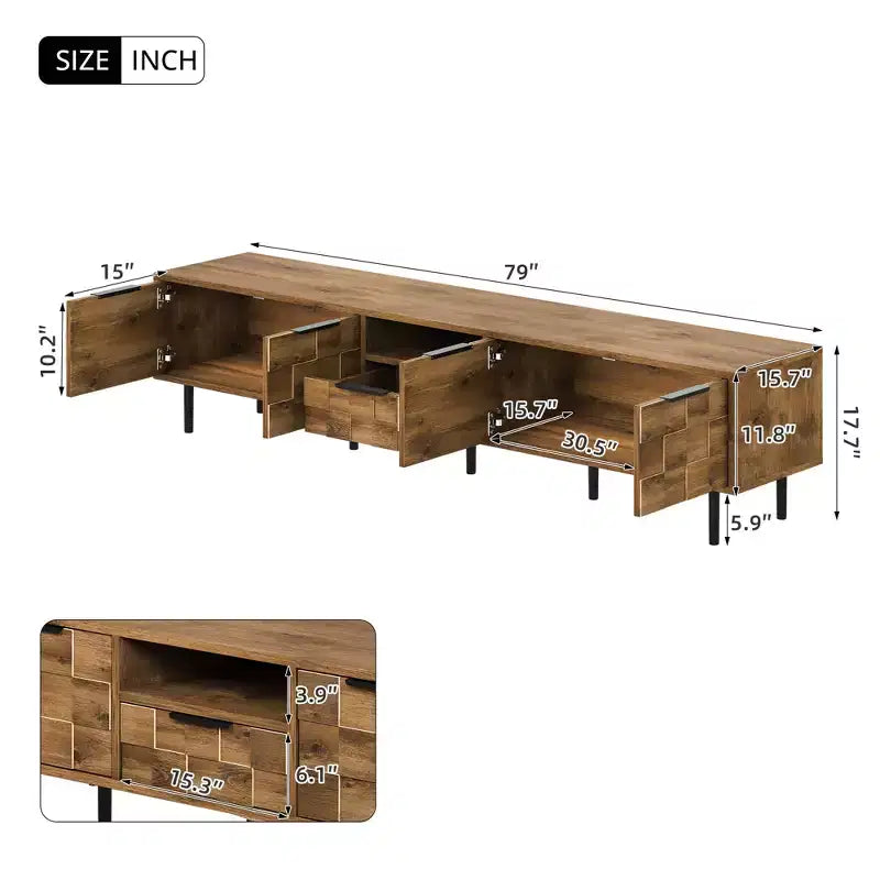 JVNOXK-78 Meuble TV en bois avec rangement, adapté aux téléviseurs de 85/75/65 pouces, meuble TV de salon