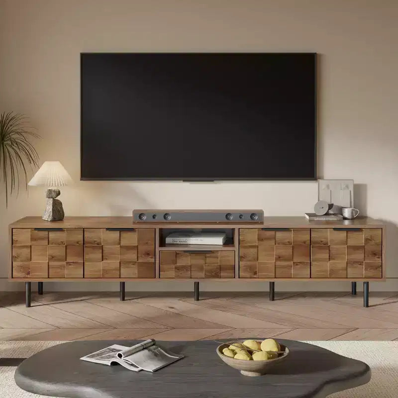 JVNOXK-78 Meuble TV en bois avec rangement, adapté aux téléviseurs de 85/75/65 pouces, meuble TV de salon