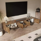 JVNOXK-78 Meuble TV en bois avec rangement, adapté aux téléviseurs de 85/75/65 pouces, meuble TV de salon