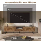 JVNOXK-78 Meuble TV en bois avec rangement, adapté aux téléviseurs de 85/75/65 pouces, meuble TV de salon