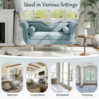 Banc en velours Christopher Knight Home Baird avec garniture cloutée et bras incurvés, 2 oreillers et pieds en bois