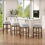 Tabourets de bar ronds rembourrés Christopher Knight Home Boylan en bois d'hévéa (Lot de 4)
