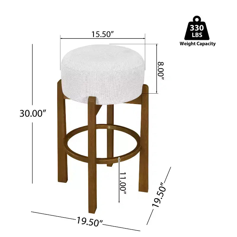 Tabourets de bar ronds rembourrés Christopher Knight Home Boylan en bois d'hévéa (Lot de 4)