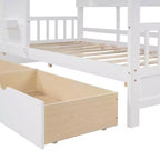 Lit cabane et lit enfant Whisen une place, lit cabane avec 2 tiroirs, étagère de rangement