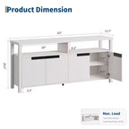 Meuble TV de ferme pour téléviseur de 70 pouces, meuble de divertissement de 160 cm de long avec rangement et étagère ouverte, grand meuble TV, table console média moderne et haute.