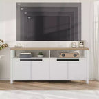 Meuble TV de ferme pour téléviseur de 70 pouces, meuble de divertissement de 160 cm de long avec rangement et étagère ouverte, grand meuble TV, table console média moderne et haute.