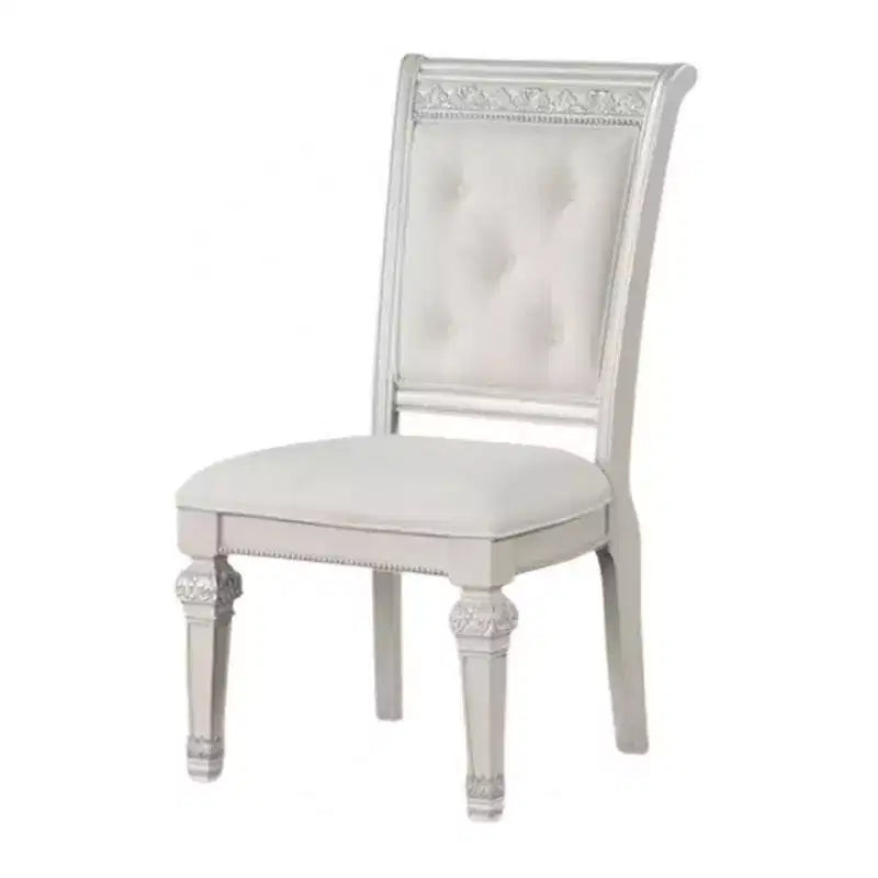 Royal Hampton, lot de 2 fauteuils de salle à manger, bois massif, tissu capitonné ivoire