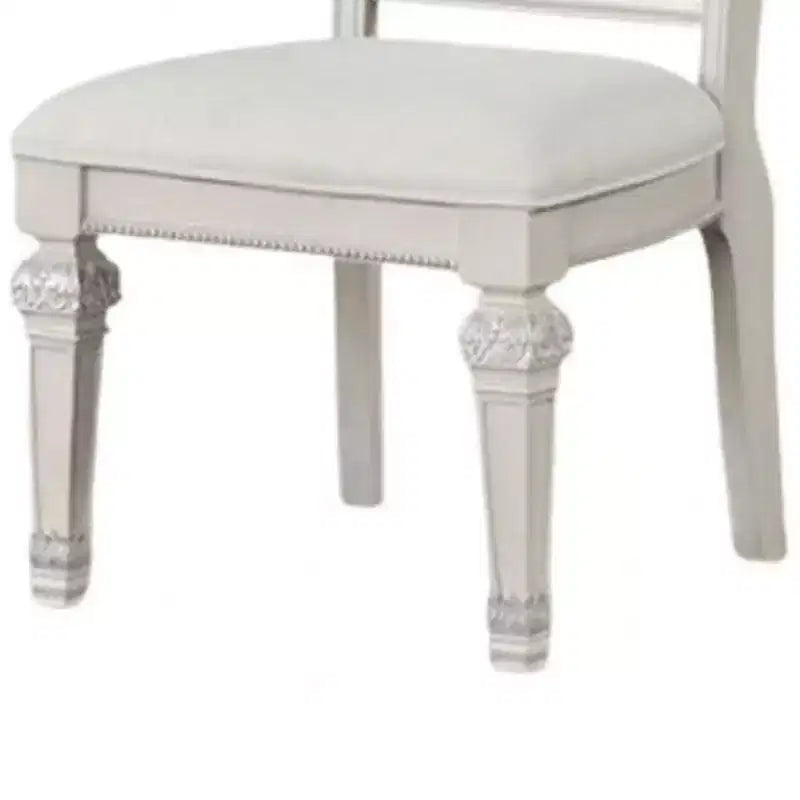 Royal Hampton, lot de 2 fauteuils de salle à manger, bois massif, tissu capitonné ivoire