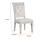 Royal Hampton, lot de 2 fauteuils de salle à manger, bois massif, tissu capitonné ivoire