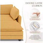 Canapé d'angle Hyleory en velours côtelé avec ottoman mobile - Doux au toucher, design peu encombrant