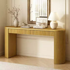 Console en Bois Cannelle avec Rangement, Table d'Entrée Étroite avec Tiroirs pour Salon et Entrée