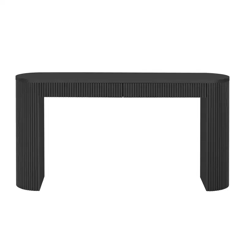 Console en Bois Cannelle avec Rangement, Table d'Entrée Étroite avec Tiroirs pour Salon et Entrée