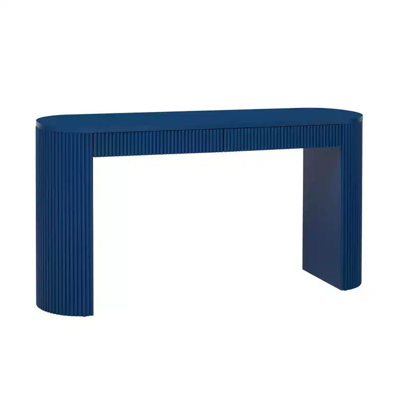 Console en Bois Cannelle avec Rangement, Table d'Entrée Étroite avec Tiroirs pour Salon et Entrée