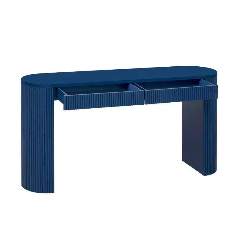 Console en Bois Cannelle avec Rangement, Table d'Entrée Étroite avec Tiroirs pour Salon et Entrée