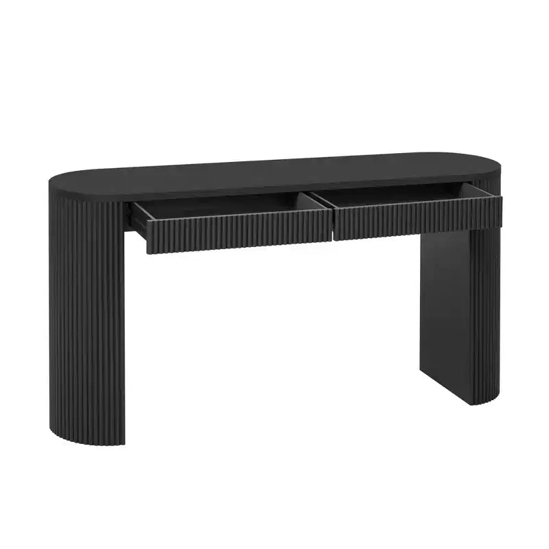 Console en Bois Cannelle avec Rangement, Table d'Entrée Étroite avec Tiroirs pour Salon et Entrée