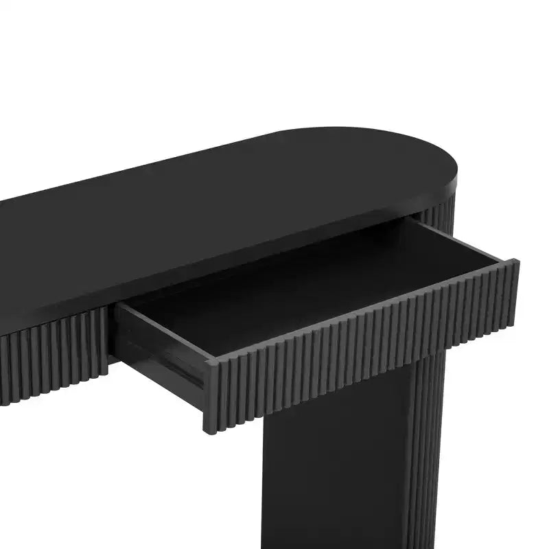 Console en Bois Cannelle avec Rangement, Table d'Entrée Étroite avec Tiroirs pour Salon et Entrée