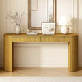 Console en Bois Cannelle avec Rangement, Table d'Entrée Étroite avec Tiroirs pour Salon et Entrée