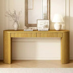 Console en Bois Cannelle avec Rangement, Table d'Entrée Étroite avec Tiroirs pour Salon et Entrée