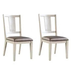 Lot de 2 chaises de salle à manger Royal Hampton, dossier à panneaux facettés, bois blanc, gris