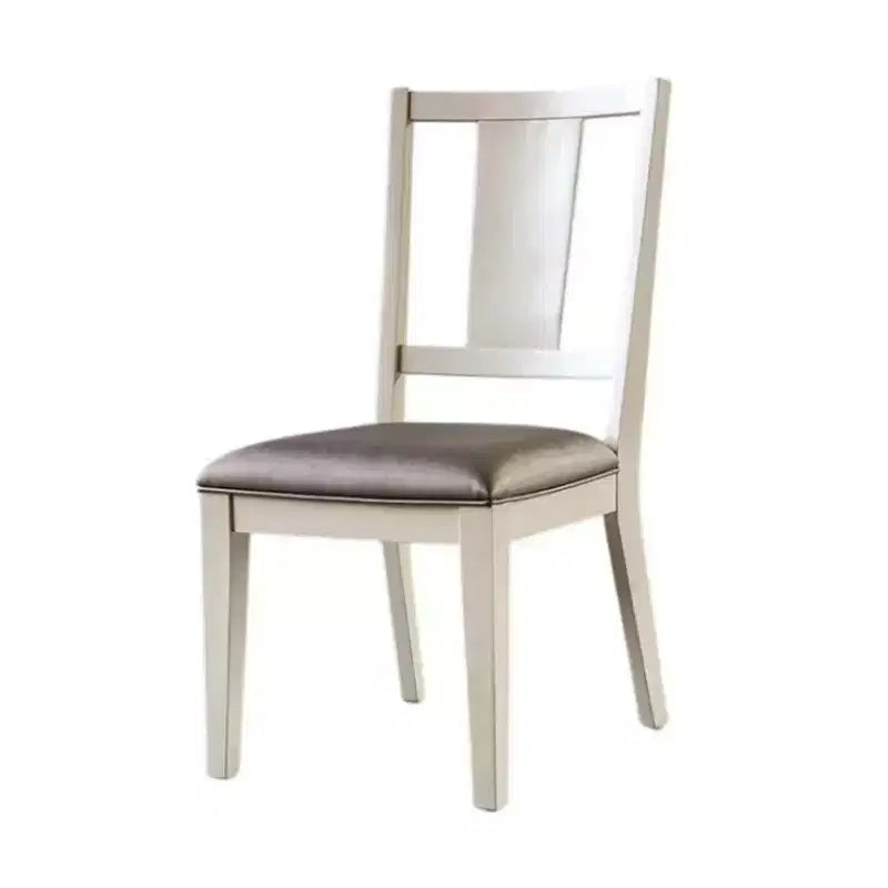 Lot de 2 chaises de salle à manger Royal Hampton, dossier à panneaux facettés, bois blanc, gris