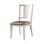 Lot de 2 chaises de salle à manger Royal Hampton, dossier à panneaux facettés, bois blanc, gris