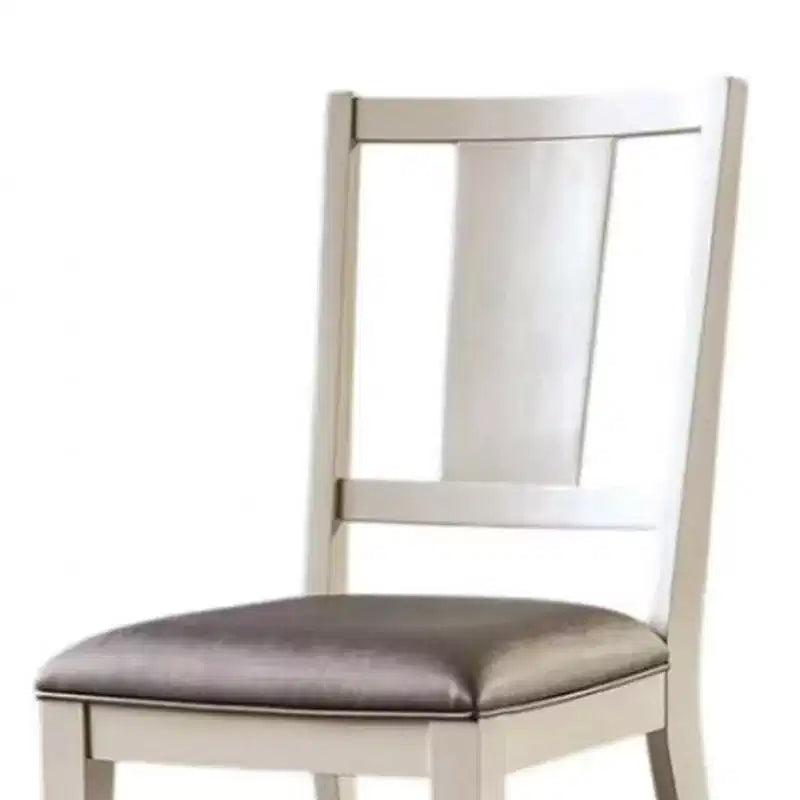 Lot de 2 chaises de salle à manger Royal Hampton, dossier à panneaux facettés, bois blanc, gris