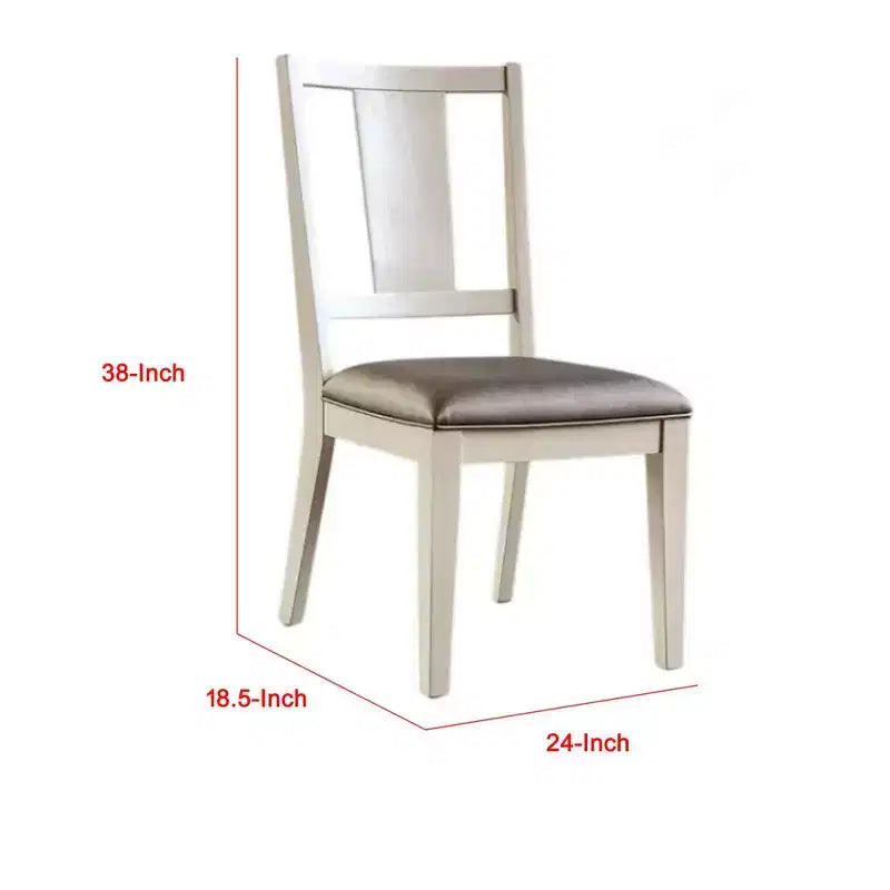 Lot de 2 chaises de salle à manger Royal Hampton, dossier à panneaux facettés, bois blanc, gris