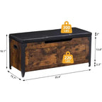 Banc de rangement, Coffre de rangement rétro en bois avec 2 charnières de sécurité, Charge maximale 136 kg, Banc ottoman de rangement pour chambre et salon, Rustique
