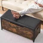 Banc de rangement, Coffre de rangement rétro en bois avec 2 charnières de sécurité, Charge maximale 136 kg, Banc ottoman de rangement pour chambre et salon, Rustique